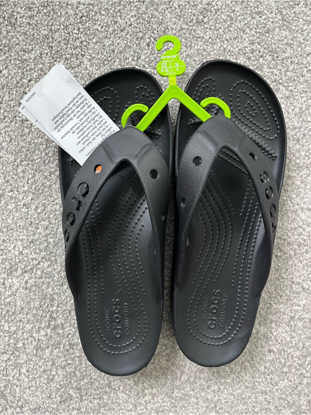 NWT CROCS Baya II Black Flip Flops with Textured Footbed Size 10